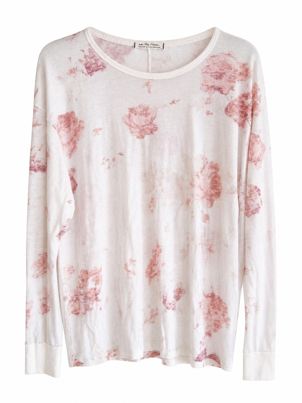 Free People We The Free Arielle Long Sleeve Top XL Pink Rust Floral Oversized - Picture 2 of 9